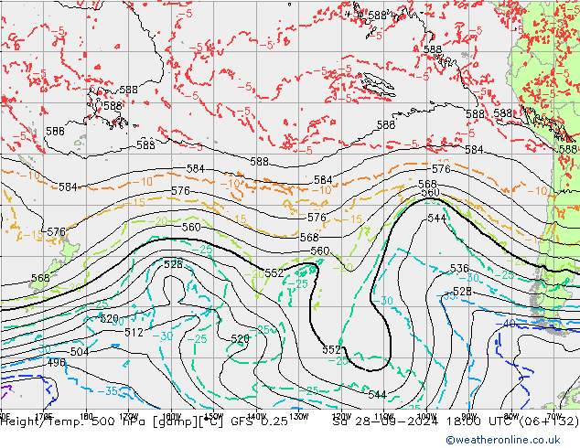 Z500/Rain (+SLP)/Z850 GFS 0.25 so. 28.09.2024 18 UTC