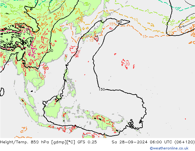 Z500/Yağmur (+YB)/Z850 GFS 0.25 Cts 28.09.2024 06 UTC