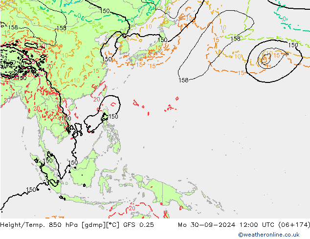 Z500/Yağmur (+YB)/Z850 GFS 0.25 Pzt 30.09.2024 12 UTC