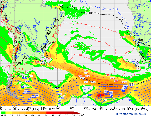 Max. wind velocity GFS 0.25  24.09.2024 15 UTC