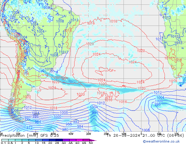 осадки GFS 0.25 чт 26.09.2024 00 UTC