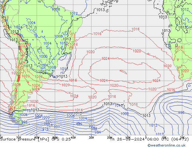 GFS 0.25: gio 26.09.2024 06 UTC