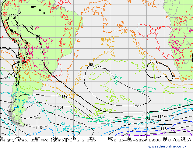 Z500/Rain (+SLP)/Z850 GFS 0.25 Po 23.09.2024 09 UTC