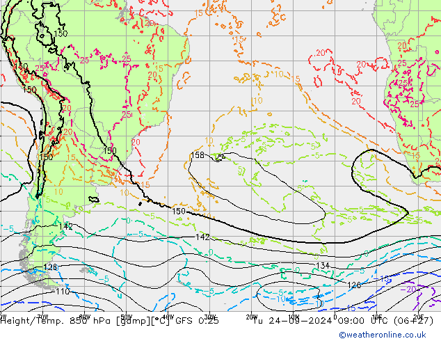 Z500/Rain (+SLP)/Z850 GFS 0.25 Tu 24.09.2024 09 UTC