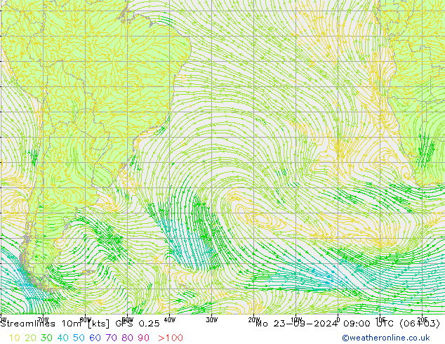 ветер 10m GFS 0.25 пн 23.09.2024 09 UTC