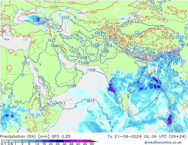 Z500/Rain (+SLP)/Z850 GFS 0.25 Tu 24.09.2024 06 UTC