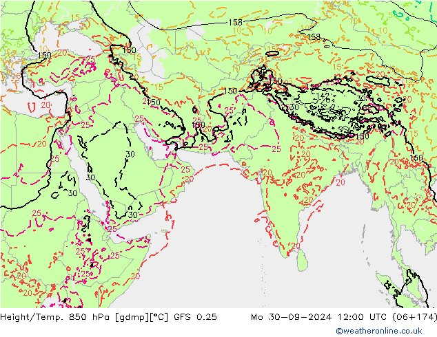 Z500/Rain (+SLP)/Z850 GFS 0.25 lun 30.09.2024 12 UTC