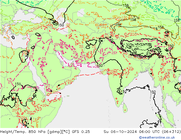 Z500/Rain (+SLP)/Z850 GFS 0.25 nie. 06.10.2024 06 UTC