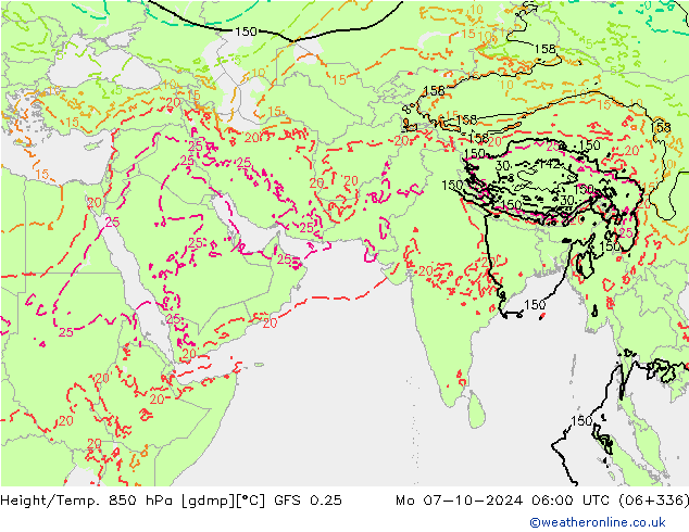 Z500/Rain (+SLP)/Z850 GFS 0.25  07.10.2024 06 UTC