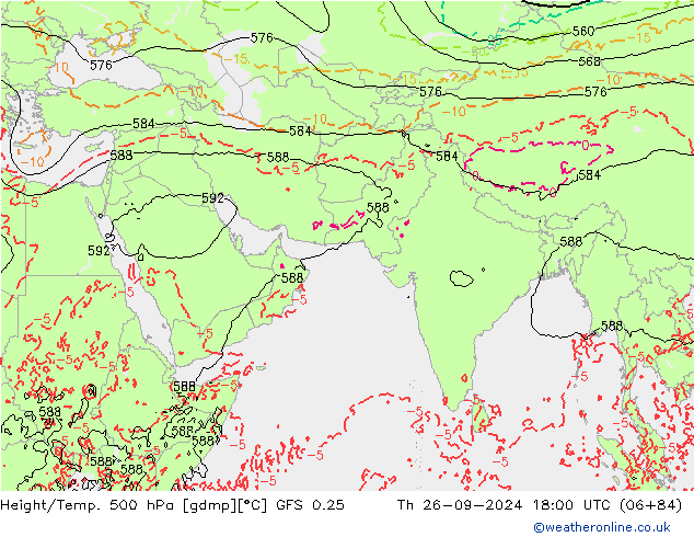 Height/Temp. 500 hPa GFS 0.25  26.09.2024 18 UTC