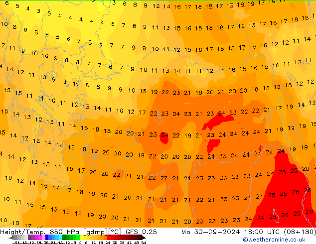 Z500/Rain (+SLP)/Z850 GFS 0.25 Mo 30.09.2024 18 UTC