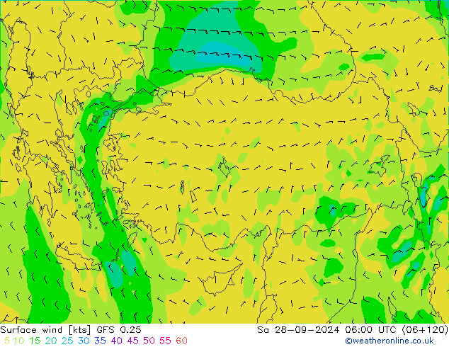 Surface wind GFS 0.25 Sa 28.09.2024 06 UTC