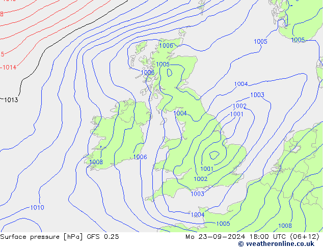 Surface pressure GFS 0.25 Mo 23.09.2024 18 UTC