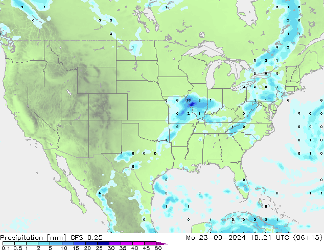 Precipitación GFS 0.25 lun 23.09.2024 21 UTC