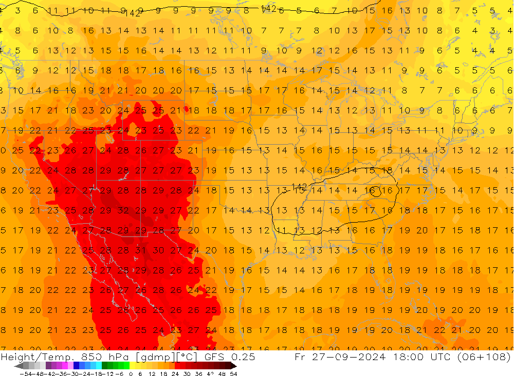 Z500/Rain (+SLP)/Z850 GFS 0.25 vie 27.09.2024 18 UTC