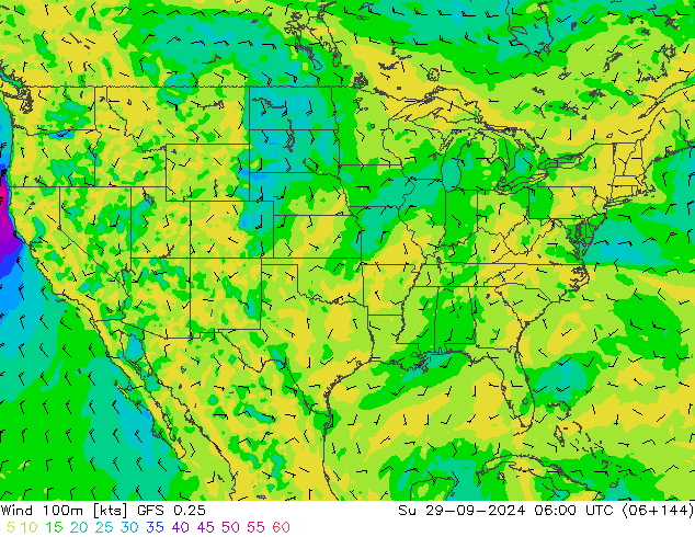 Wind 100m GFS 0.25 Su 29.09.2024 06 UTC