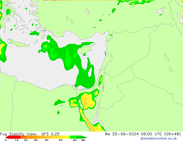 Fog Stability Index GFS 0.25 wo 25.09.2024 06 UTC