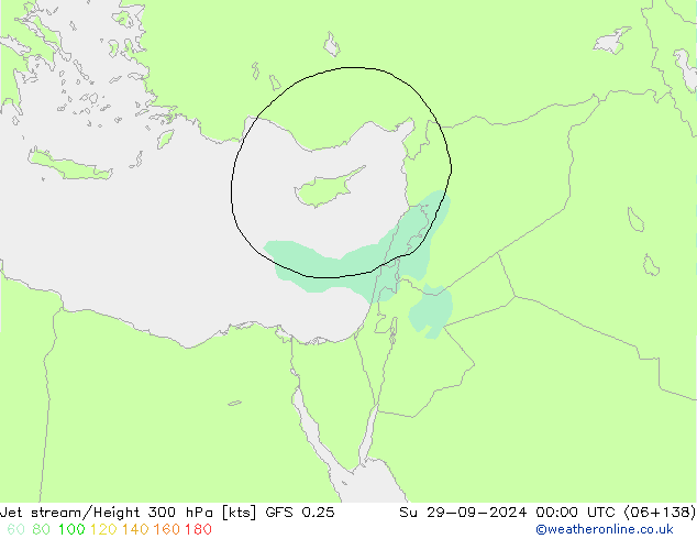 Corriente en chorro GFS 0.25 dom 29.09.2024 00 UTC