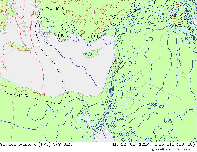 Surface pressure GFS 0.25 Mo 23.09.2024 15 UTC