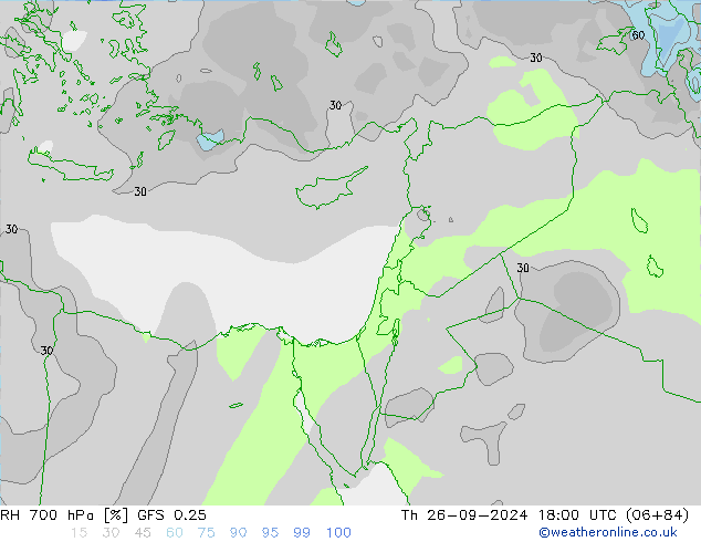 RH 700 hPa GFS 0.25 gio 26.09.2024 18 UTC