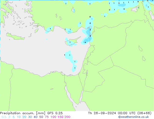 Precipitation accum. GFS 0.25 Qui 26.09.2024 00 UTC