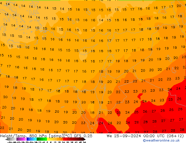 Z500/Rain (+SLP)/Z850 GFS 0.25 We 25.09.2024 00 UTC