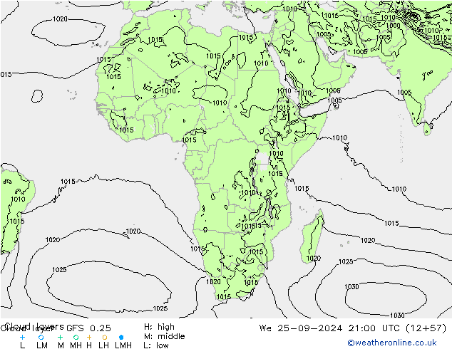 Wolkenlagen GFS 0.25 wo 25.09.2024 21 UTC