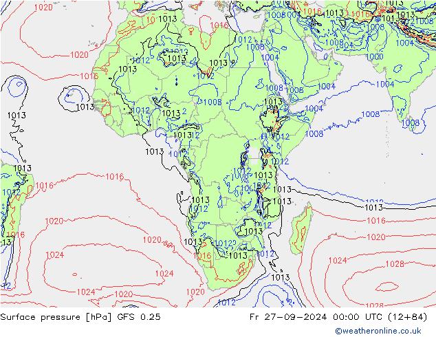 приземное давление GFS 0.25 пт 27.09.2024 00 UTC