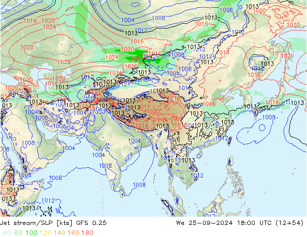 Jet stream/SLP GFS 0.25 We 25.09.2024 18 UTC