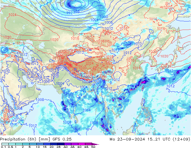 Z500/Rain (+SLP)/Z850 GFS 0.25 Mo 23.09.2024 21 UTC