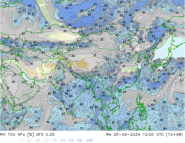 RV 700 hPa GFS 0.25 wo 25.09.2024 12 UTC