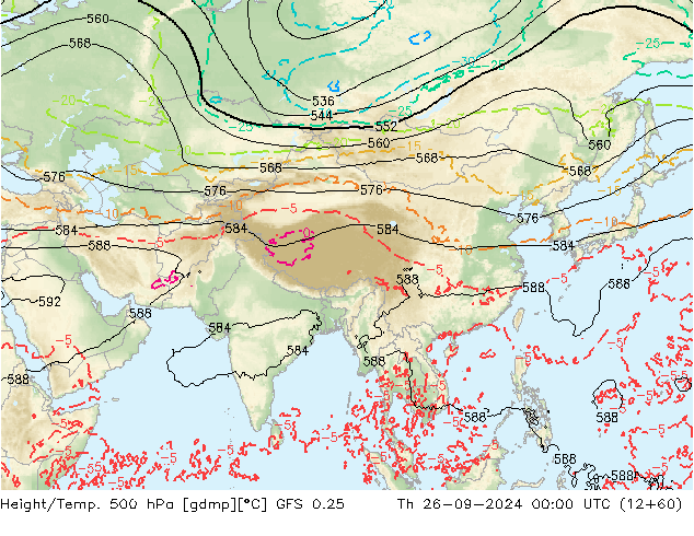 Z500/Rain (+SLP)/Z850 GFS 0.25 Th 26.09.2024 00 UTC