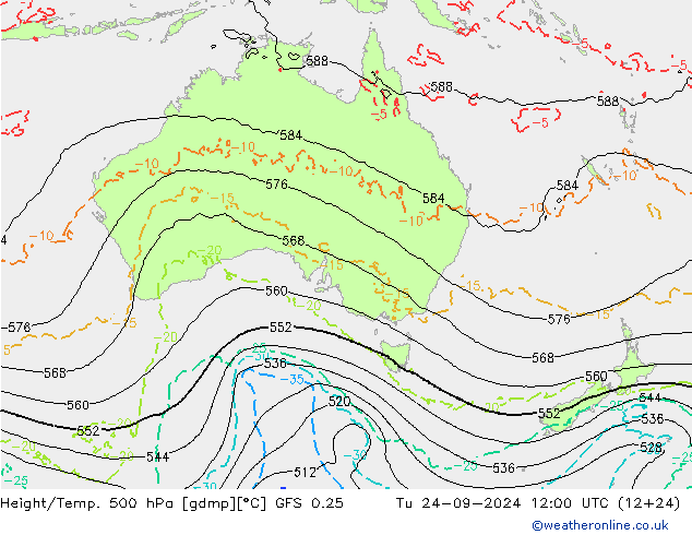 Geop./Temp. 500 hPa GFS 0.25 mar 24.09.2024 12 UTC