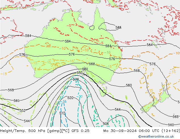 Z500/Rain (+SLP)/Z850 GFS 0.25 Mo 30.09.2024 06 UTC