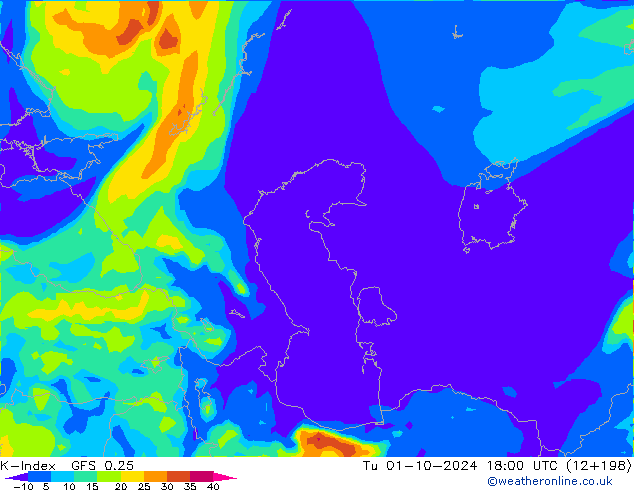 K-Index GFS 0.25 di 01.10.2024 18 UTC