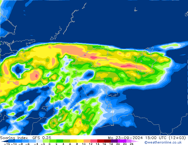 Yükselme İndeksi GFS 0.25 Pzt 23.09.2024 15 UTC