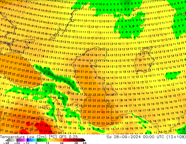 Temp. minima (2m) GFS 0.25 sab 28.09.2024 00 UTC