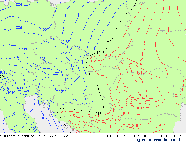 GFS 0.25: wto. 24.09.2024 00 UTC