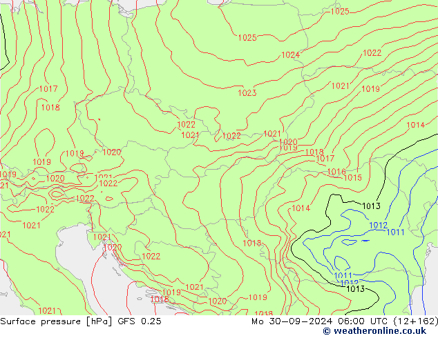 GFS 0.25: pon. 30.09.2024 06 UTC