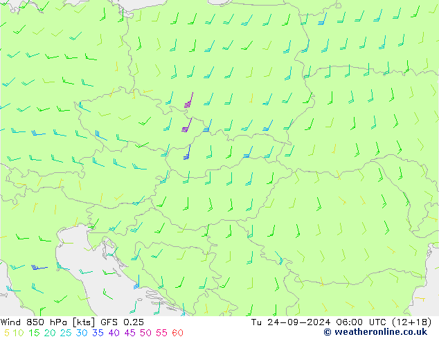 Vento 850 hPa GFS 0.25 mar 24.09.2024 06 UTC