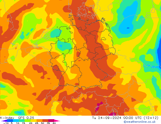 K-Index GFS 0.25 Di 24.09.2024 00 UTC