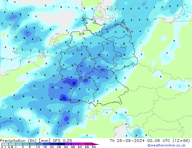 Z500/Rain (+SLP)/Z850 GFS 0.25 czw. 26.09.2024 06 UTC