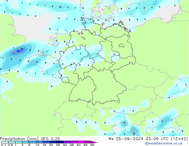 Precipitation GFS 0.25 We 25.09.2024 06 UTC