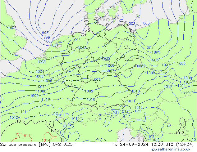 GFS 0.25: Ter 24.09.2024 12 UTC