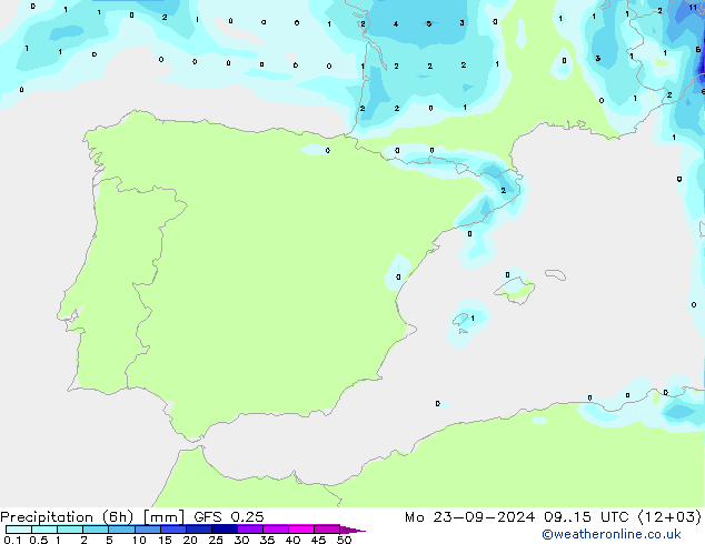 Z500/Rain (+SLP)/Z850 GFS 0.25 Po 23.09.2024 15 UTC