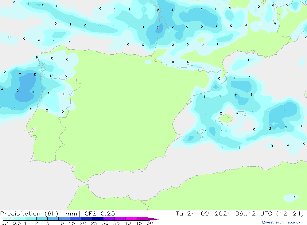 Z500/Rain (+SLP)/Z850 GFS 0.25 Tu 24.09.2024 12 UTC