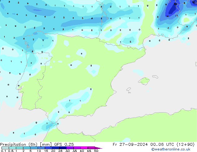 Z500/Rain (+SLP)/Z850 GFS 0.25 Fr 27.09.2024 06 UTC