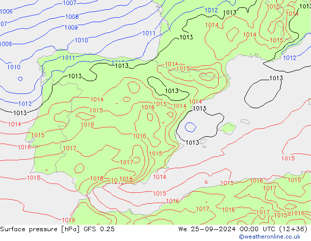 GFS 0.25: Mi 25.09.2024 00 UTC