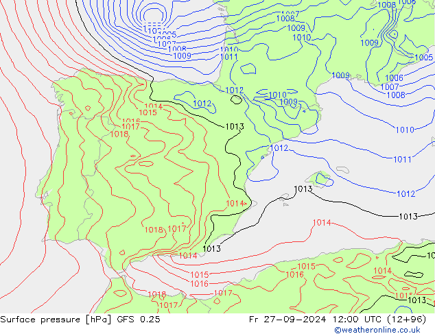 GFS 0.25: ven 27.09.2024 12 UTC