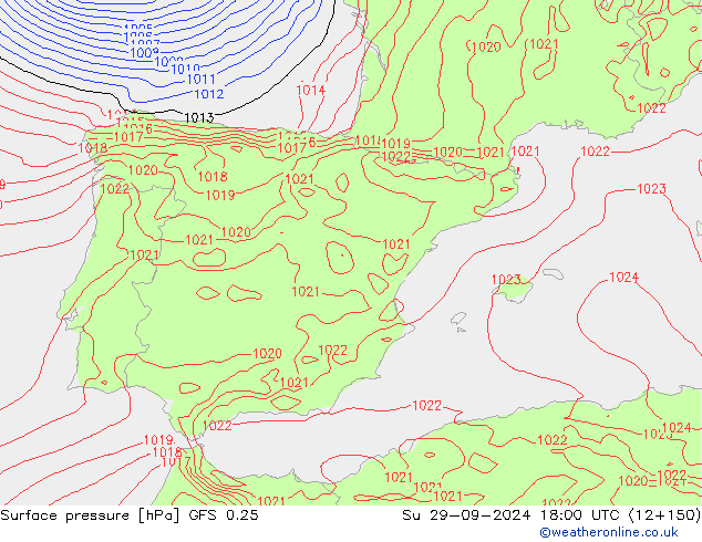 GFS 0.25: Paz 29.09.2024 18 UTC